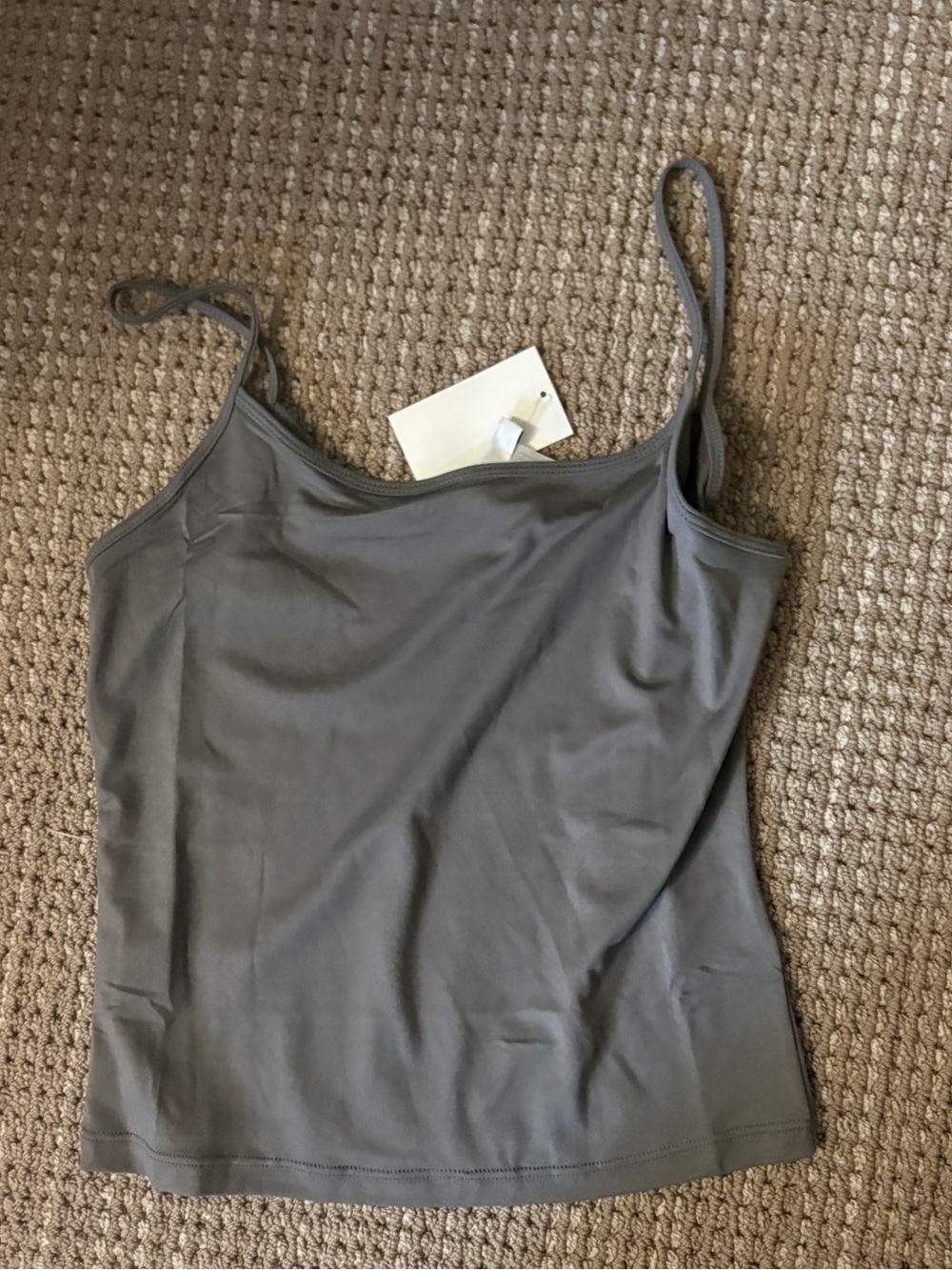 Divided Gray Slim-Strap Cami Tank Top